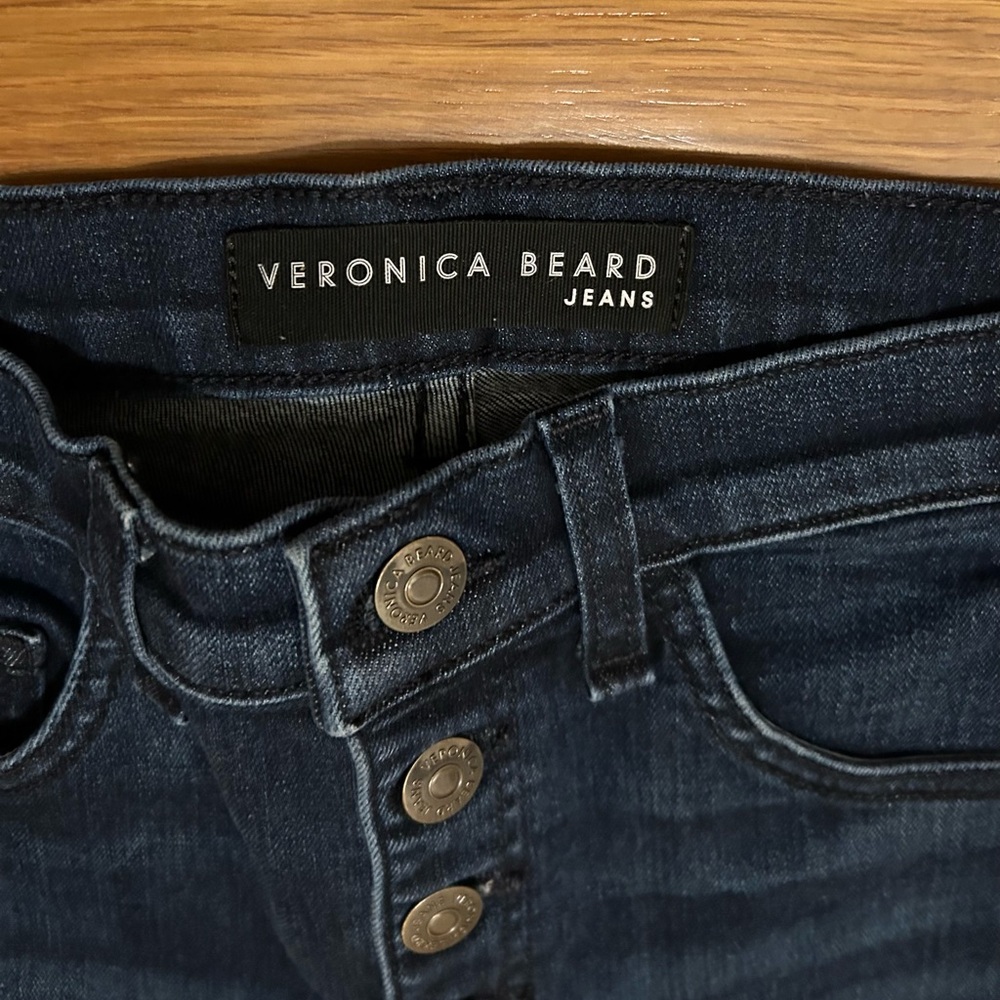 Veronica Beard Carolyn 10” Baby Boot Dark Blue Button-Fly Jeans